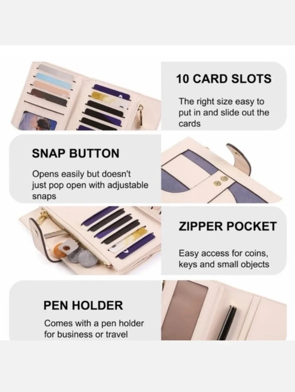 RFID Blocking Wallet Cream/Blue